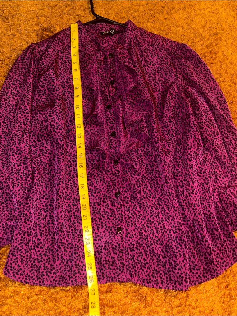 George Magenta Ruffle Button-Up Blouse - Picture 2 of 5